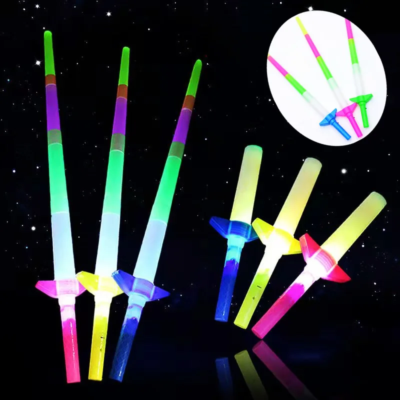 1-30Pcs 4 Section Extendable LED Glow Sword Kids Toy Glowing Stick Concert Party Props Colorful Light Up Sticks For Party