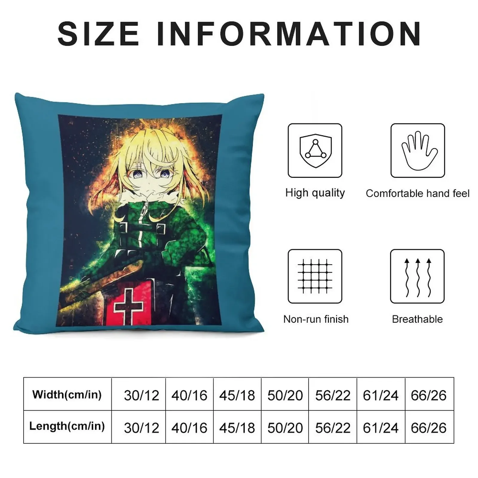 Tanya Degurechaff Saga of Tanya the Evil Throw Pillow Sofa Cushion Cover Pillow Covers Decorative pillow