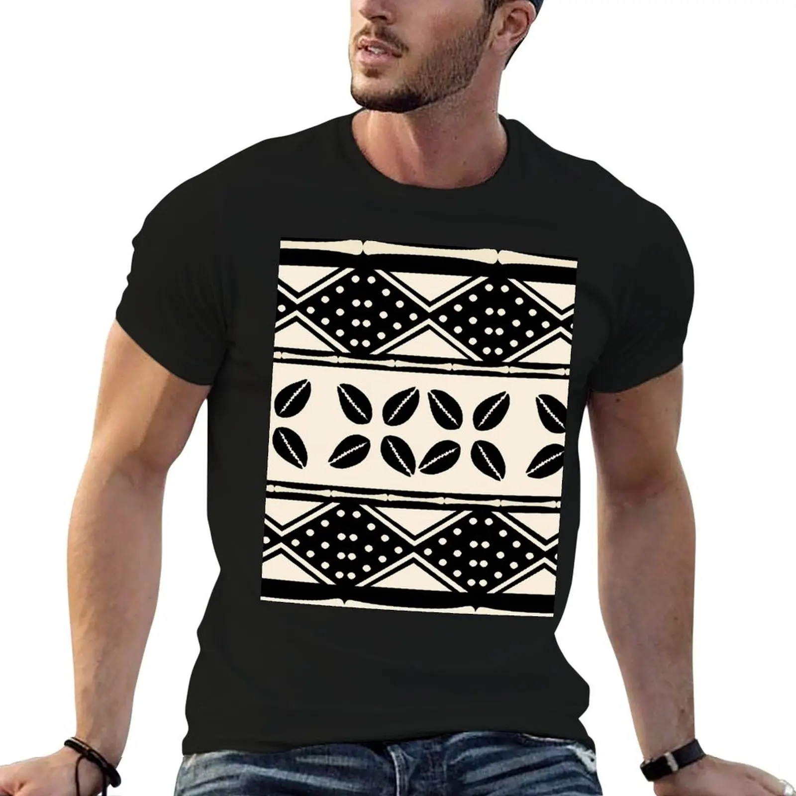 African abstract mud cloth pattern T-Shirt new edition anime clothes customs shirts graphic tees Men's t shirts