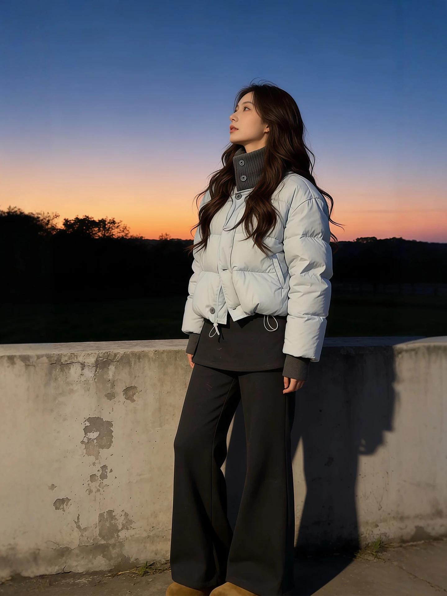 

Winter Faion plus Size Women's Knitted Cotton Jaet And Casual Pants Set High Collar Warm Sli Ensemble for plus Size