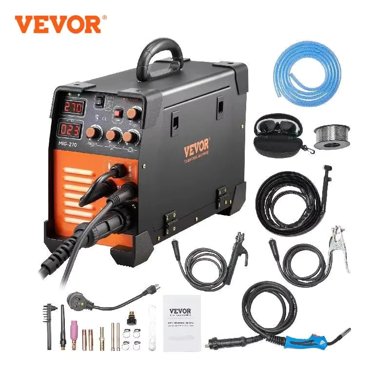 VEVOR-3 en 1 máquina de soldadura MIG TIG, soldador de arco de elevación, pantalla Digital, inversor combinado, 270 amperios