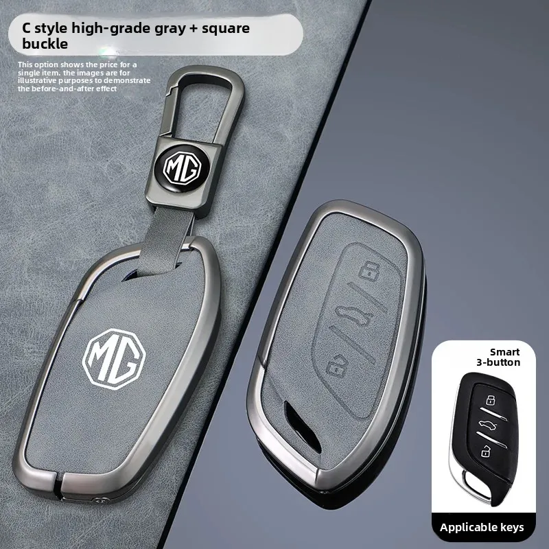 

Leather Zinc Alloy Car Remote Key Cover Case For MG 4 2023 Mg4 Ev MG HS GT ZS EV ZX MG5 MG6 Car Styling Keychain Accessories