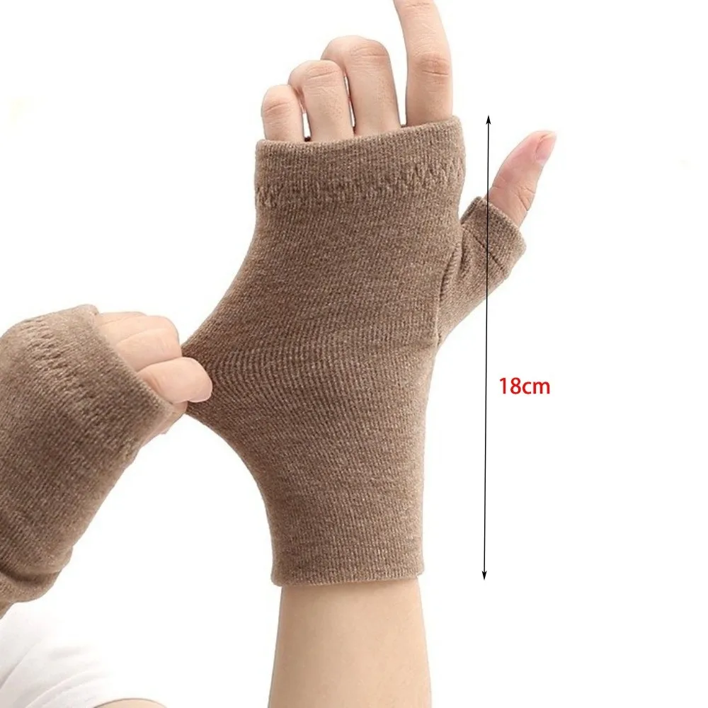 Solid Color Half Finger Gloves Warm Touchable Screen Office Bare Finger Gloves Coldproof Windproof Driving Mittens