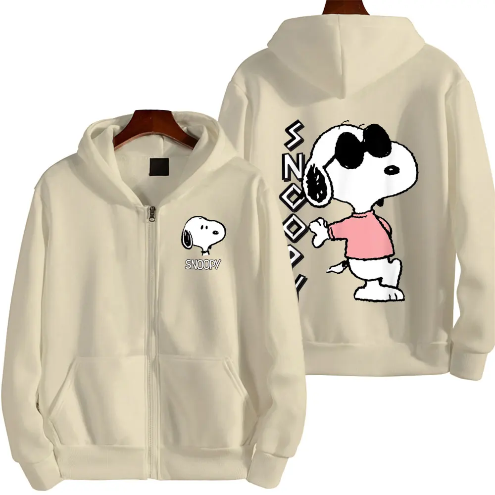 Snoopy Cartoon Anime Men Zipper Hoodie Spring Autumn Fashion Women Sweatshirt 2024 New Korean Style Couple Jacket Coat