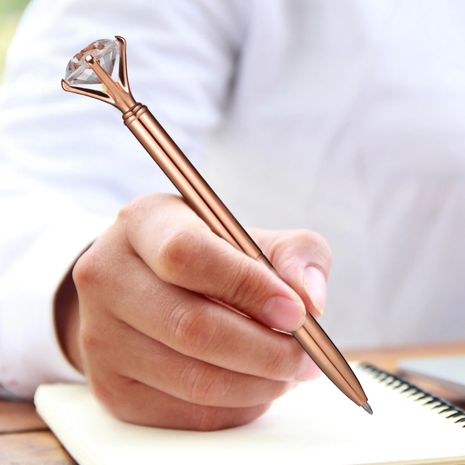 6 個オフィスデスク装飾ペン女性のための筆記具万年インクひまわりメタルダイヤモンドボールペンミスボールペン