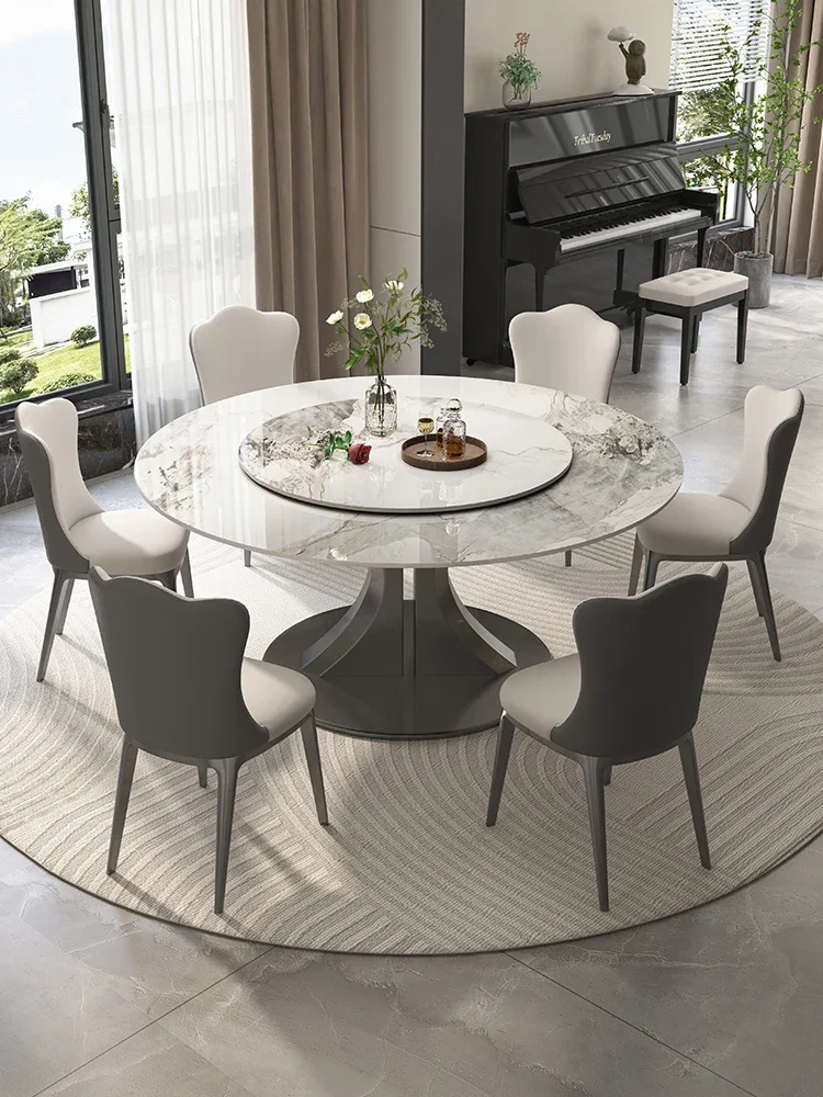 Rock Plate Dining Table and Chair Combination Small Unit Round Table Italian Household