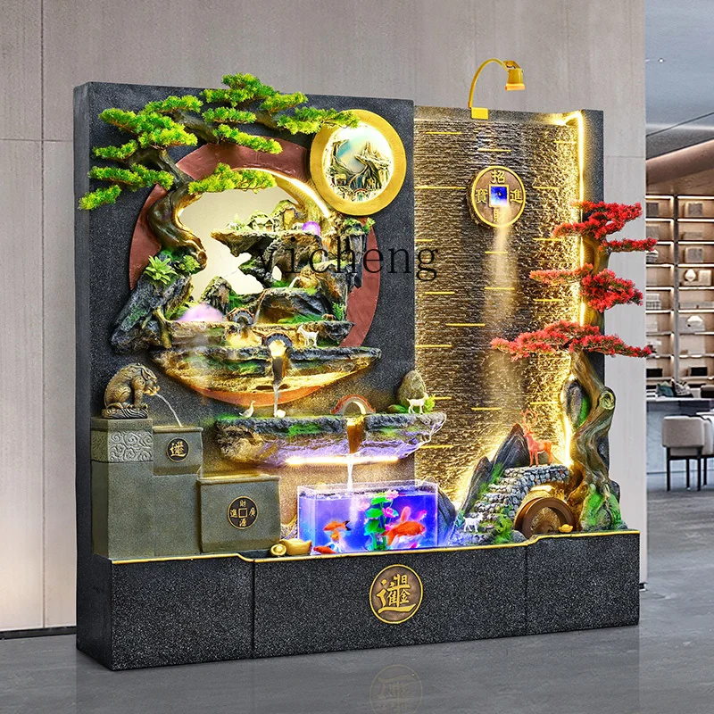 L-14 large water curtain wall background wall rockery circulating water landscape living room indoor entrance waterfall ornament