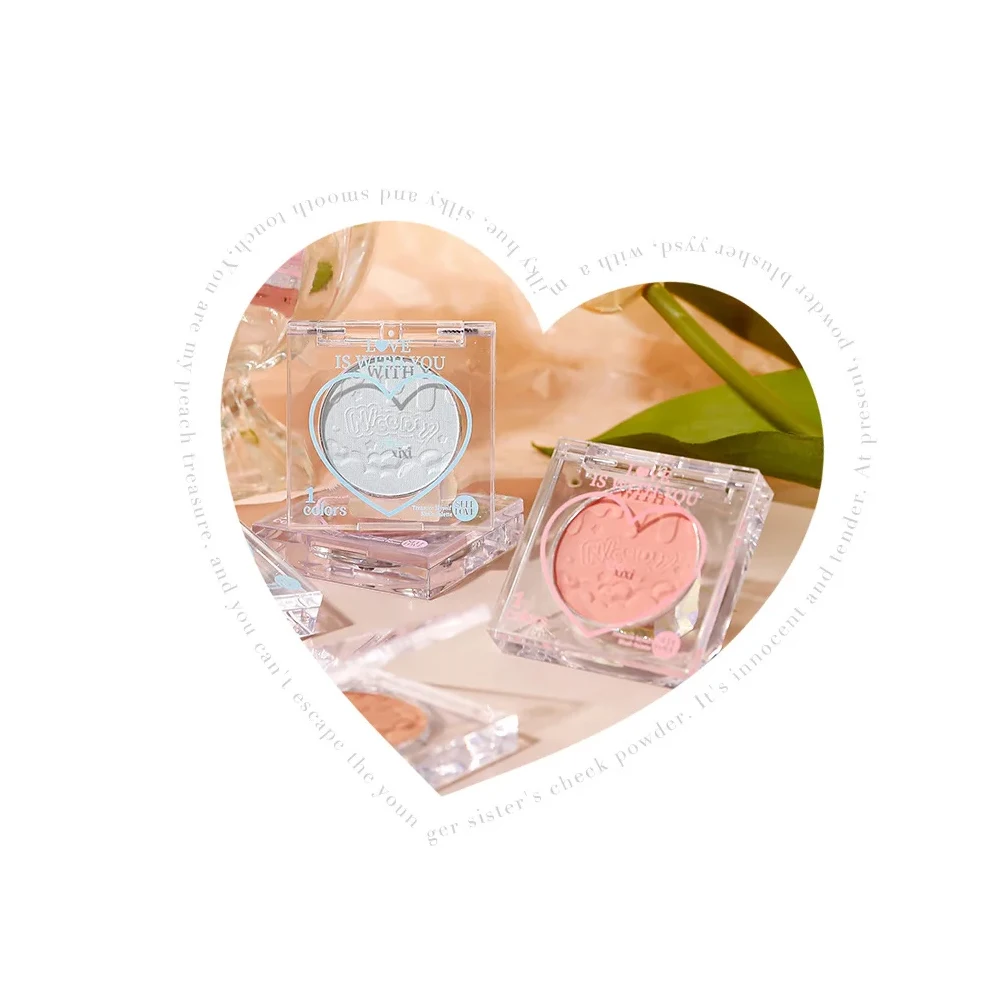 Hartvorm Kawaii Blush Make-Up Schattige Make-Up Face Blusher Heldere Glans Gezicht Blos Voor Wang Gemakkelijk Te Mengen Make-Up