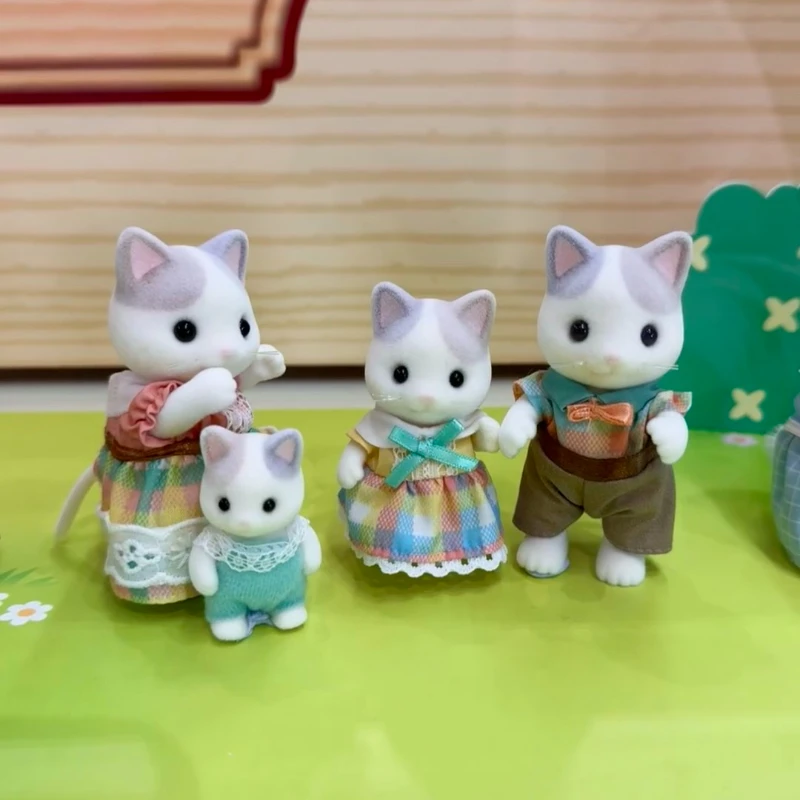 Sylvanian familles maison de poupée meubles jouets Ternurines Calico critters Anime mignon enfants jouet pour fille figurines Latte chat famille