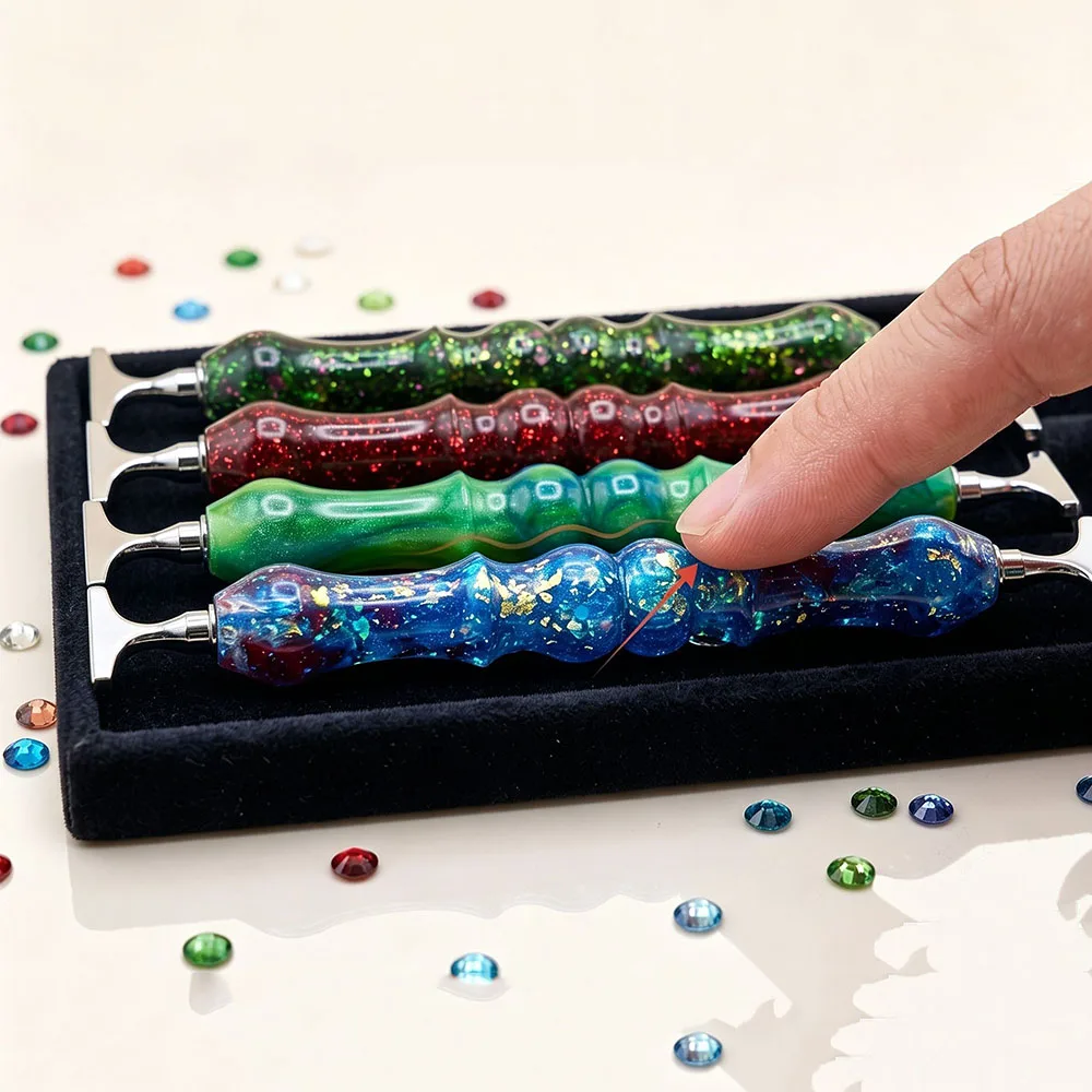 New Shiny Resin Diamond Painting Pen Gourd Shape Point Drill Pen Metal Screw Pen Tips Diamond Embroidery Tool Accessories