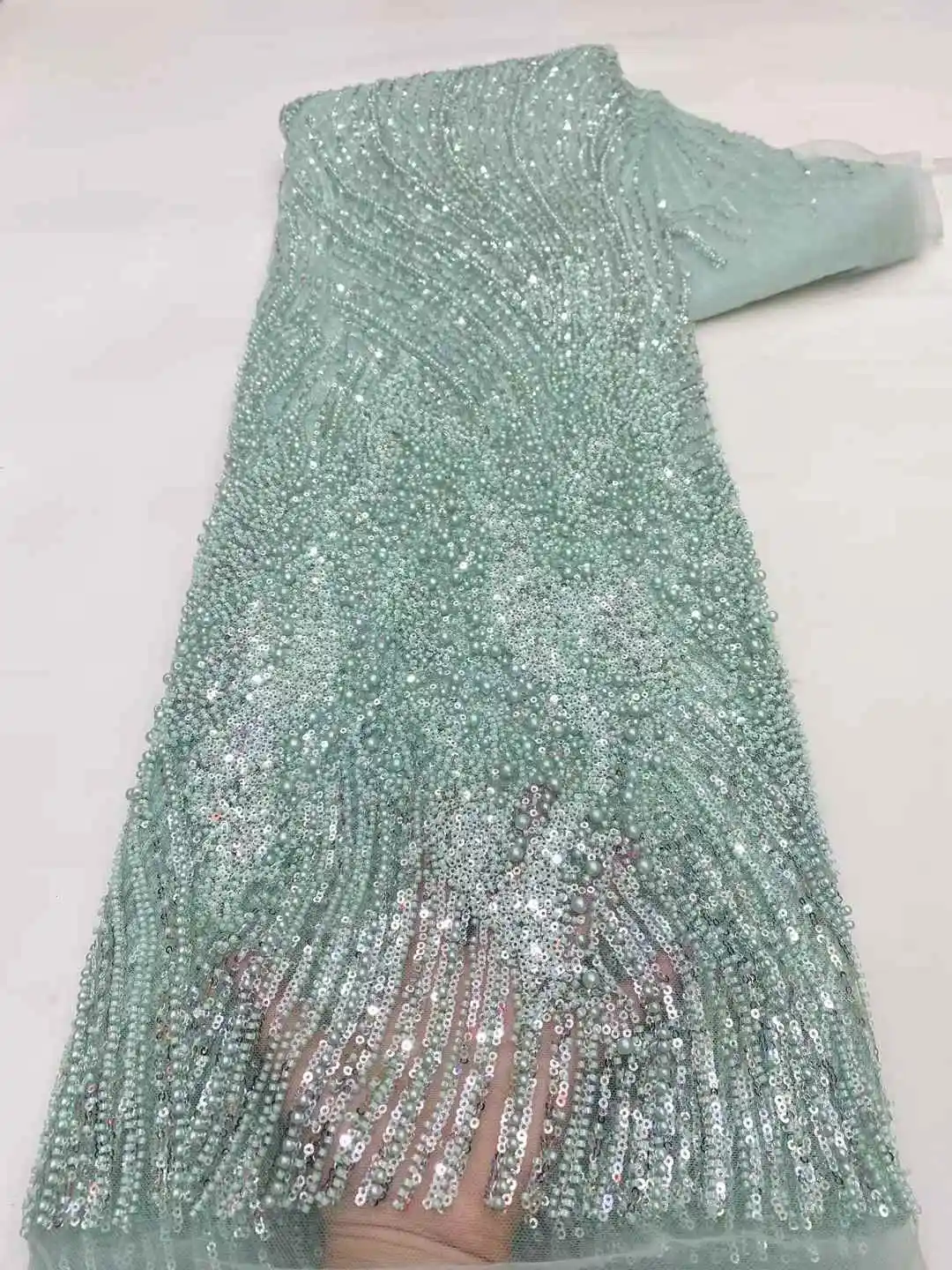 Африканское нигерийское французское сетчатое кружево с бисером и блестками, высокое качество, 2021, кружево с вышивкой и блестками, кружево для свадебных платьев для женщин