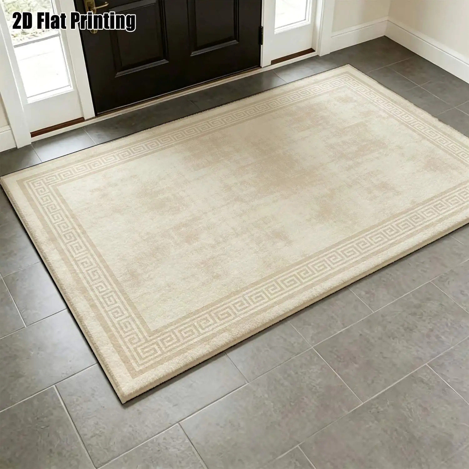 1Pc 2D Printed Light Brown Geometric Carpet Vintage, European & Modern Minimalist Styles, Multi-Size, Machine Washable, Ideal for Entryway, Dining Room, Foyer, Bedroom, Study, Living Room as a Mat/Carpet.