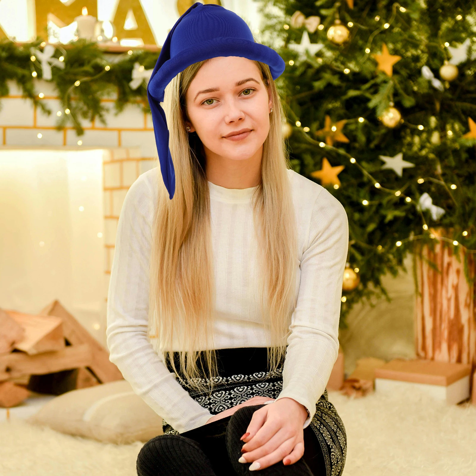 

Hats for Men Santa Dwarf Cap Christmas Gnome Headgear Caps Costume Props Decorative Blue Cosplay Accessory Elf Child