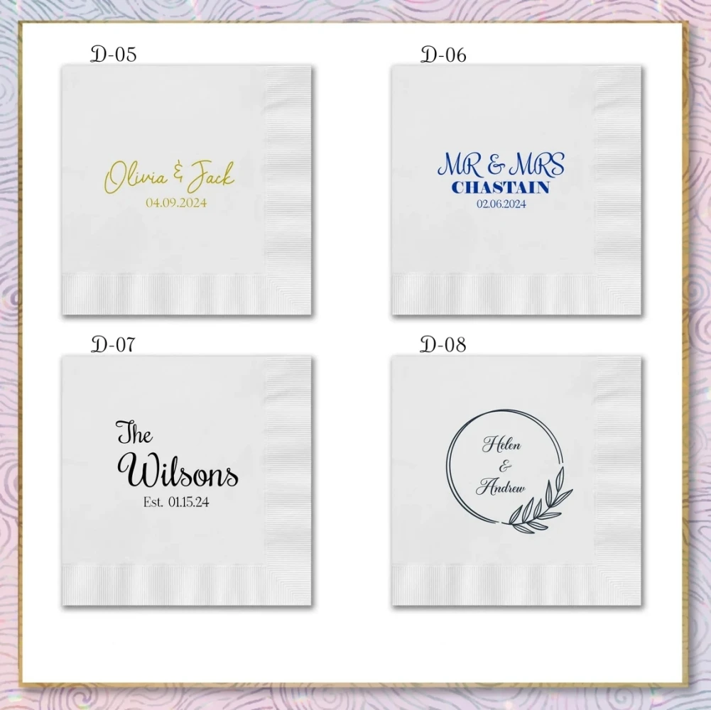 50 Custom Napkins, Personalized Napkins Wedding, Personalized Cocktail Beverage servietten Paper tableware logo Monogram wedding