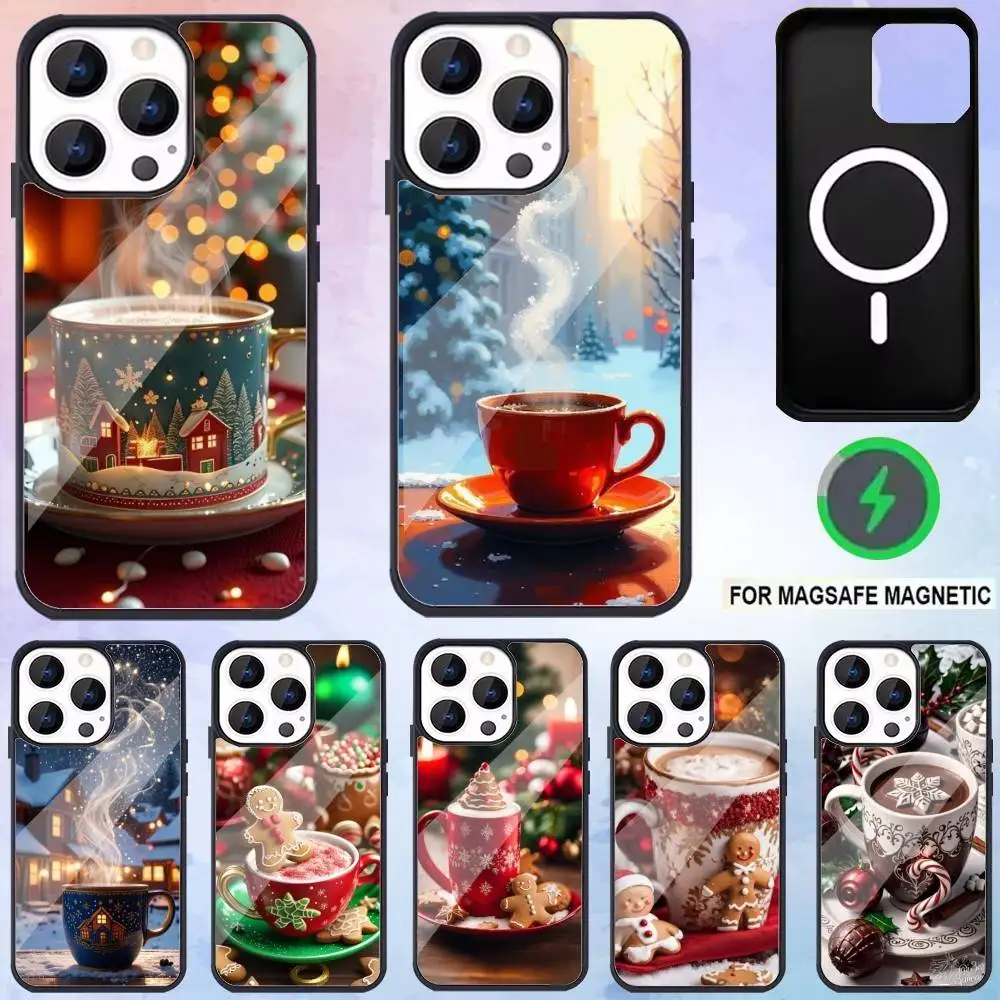 

Christmas Art winter Coffee Phone Case For iPhone17,16,15,14,13,12,11 Plus,Pro Max Magnetic For Magsafe Wireless Charging