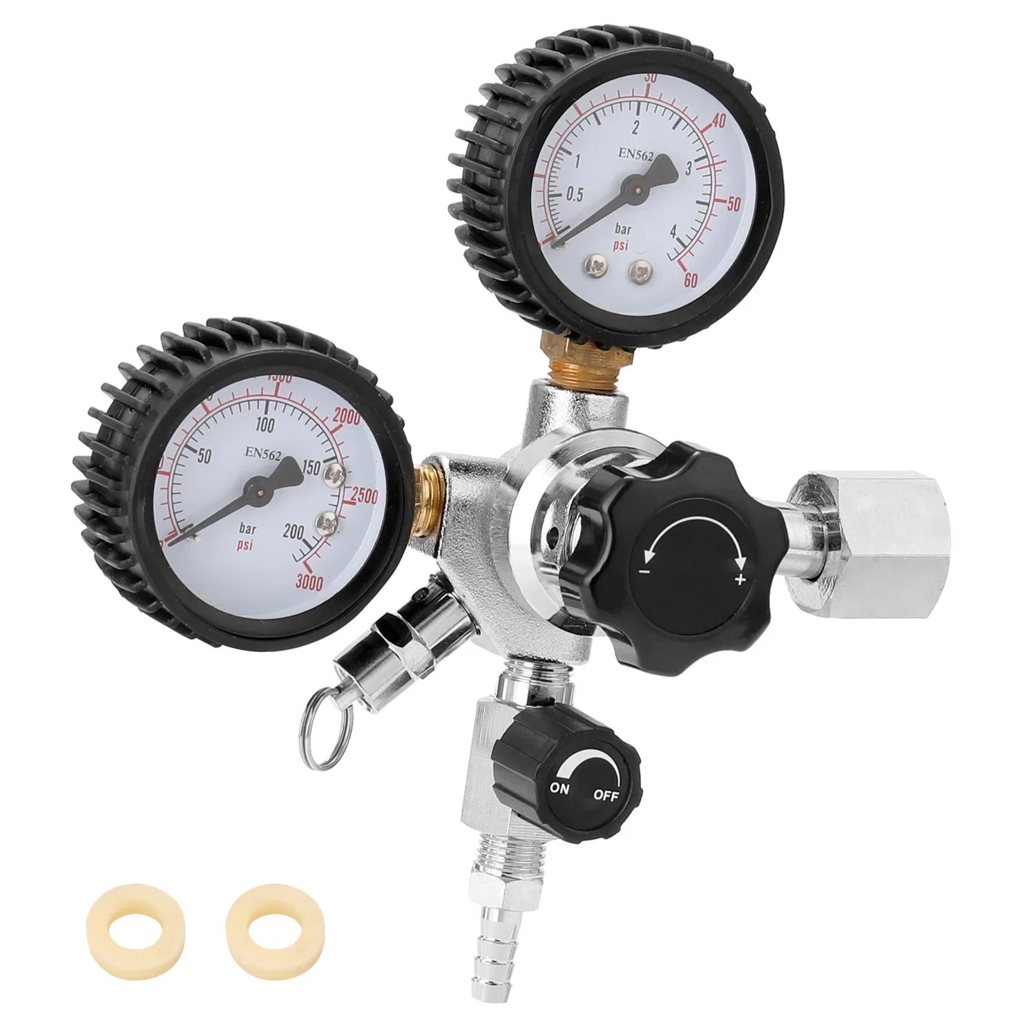 Co2 Pressure Regulator for Beer CGA320 Quick Disconnect Keg with Independent Control Valve for Stable Carbonated beer W21.8