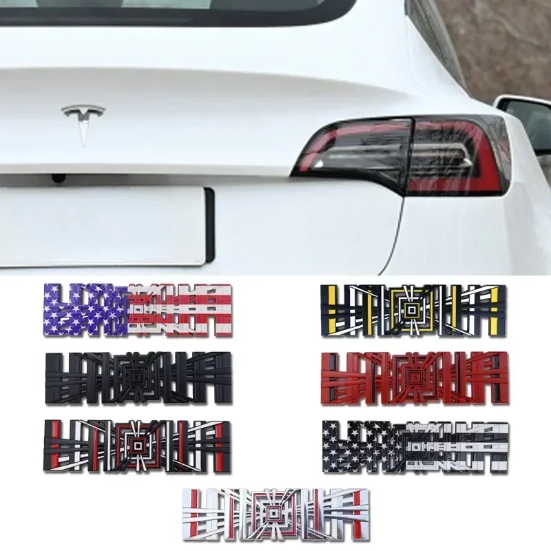 3D Metal Plaid Logo Rear Trunk Tailgate Emblem Sticker High Performance Version Badge Decals for Tesla Model 3 S X Y