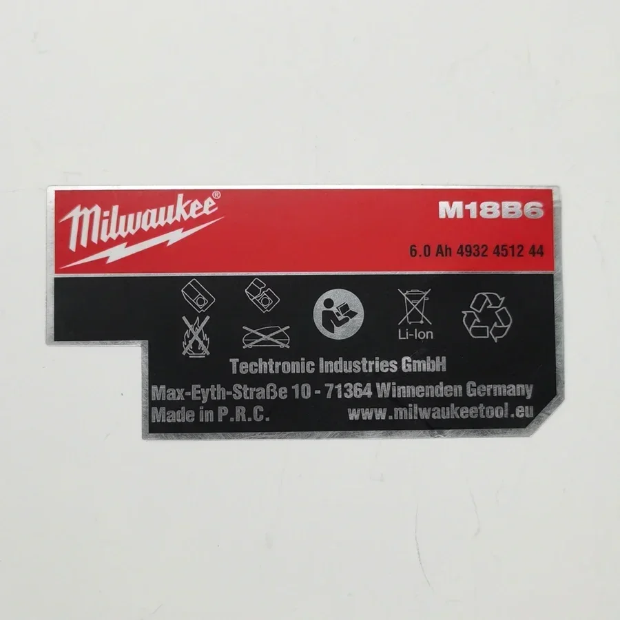 M18 6.0Ah Battery Sticker Xc6.0 Battery Decal for 8Volt Extended Capacity Battery 48-11-1828 1830 1840 1850 1860 1865 1880 1812