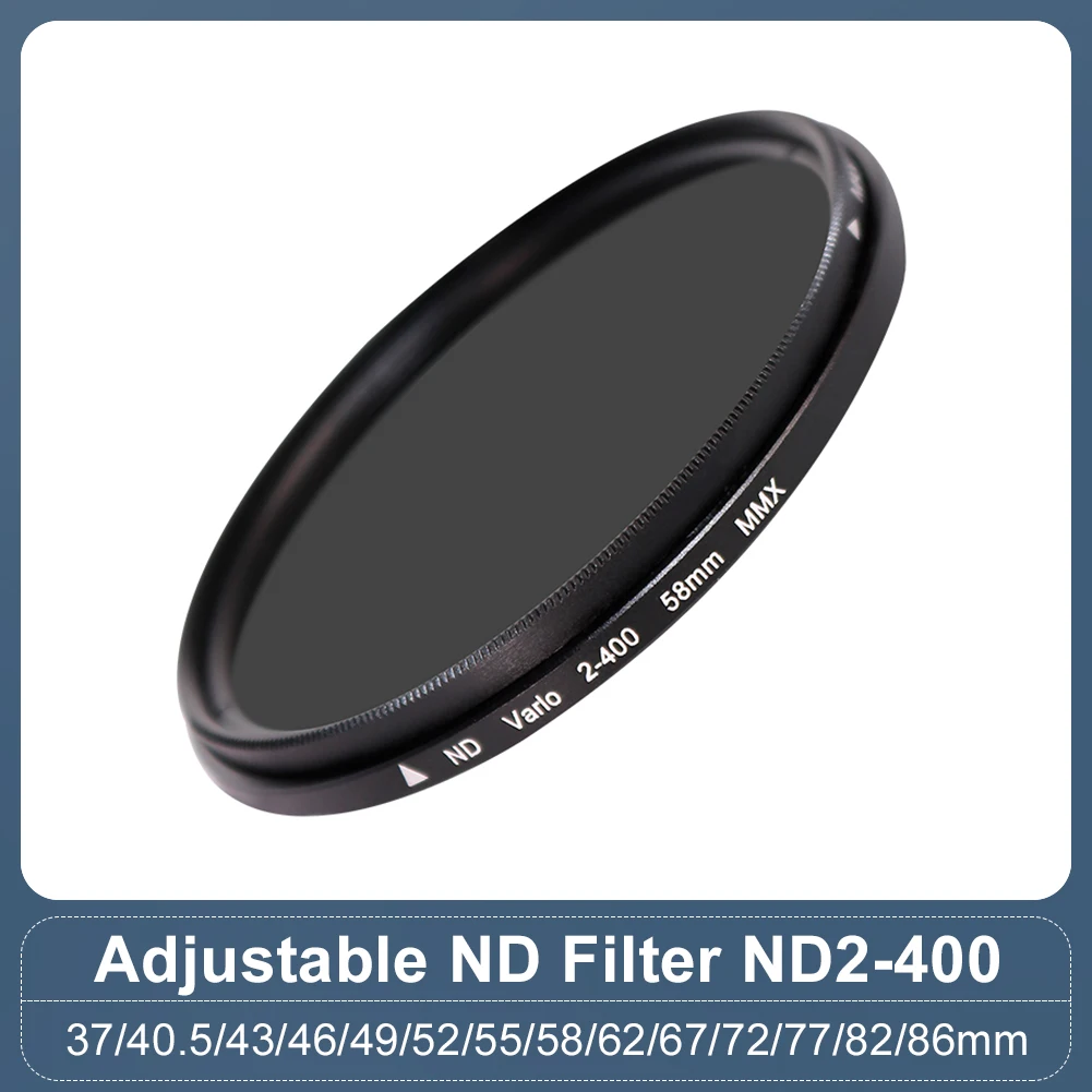 ND2-ND400 Adjustable Filter ND Filter Neutral Density Filter 37mm 40.5mm 43mm 46mm 49mm 52mm 55mm 58mm 62mm 67mm 72 77 82 86 95