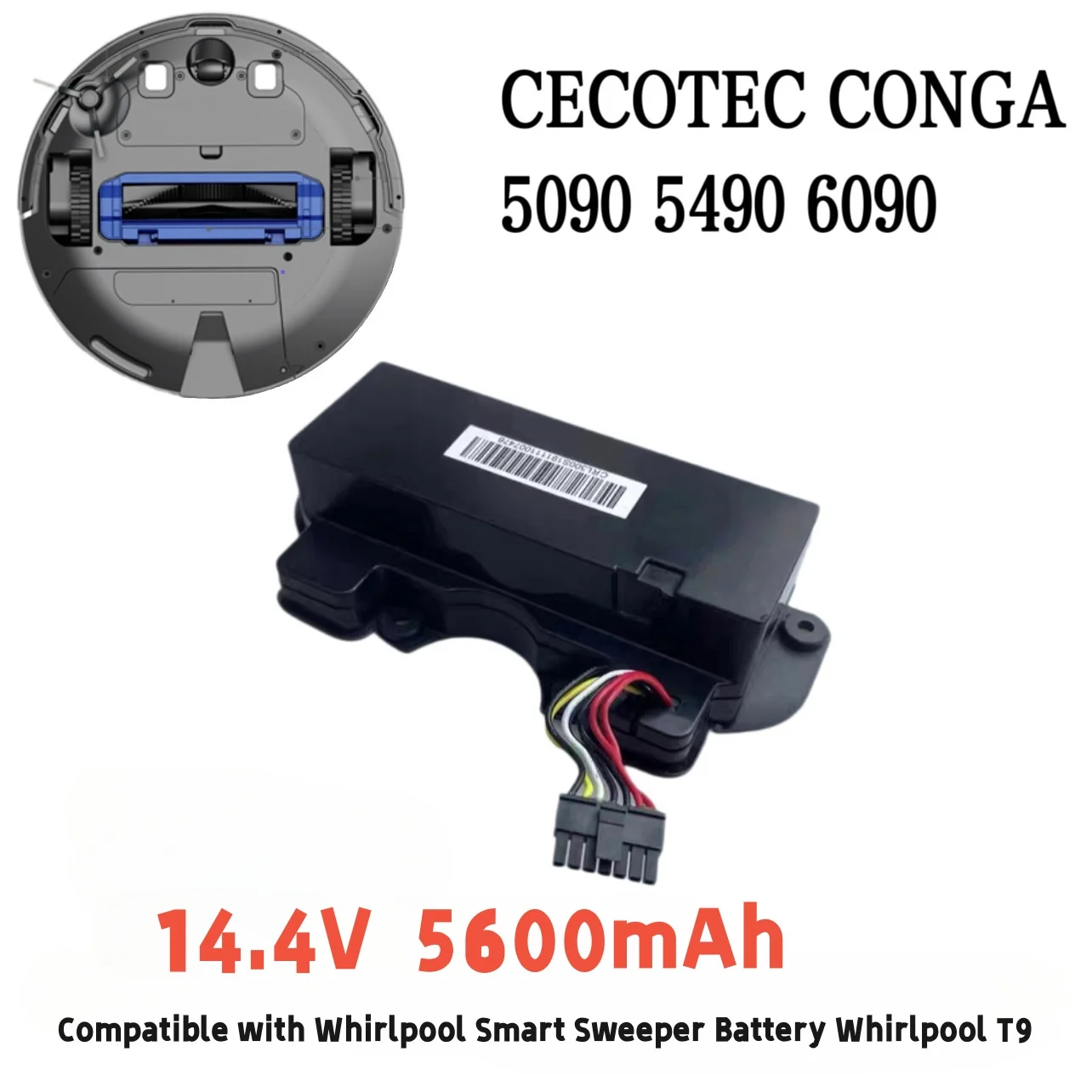 Compatible with CECOTEC CONGA 5090 5490 6090 Series Vacuum Cleaner 18650 Battery 14.4V 5600mAh