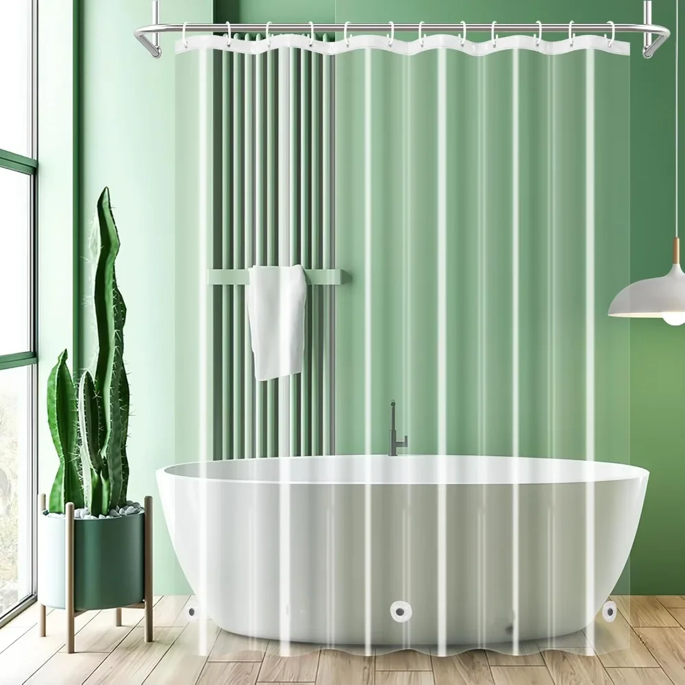 

Waterproof Weighted Magnet Clear Shower Curtain Metal Grommet Mold-resistant Transparent Bathroom Curtain Liner With Hooks