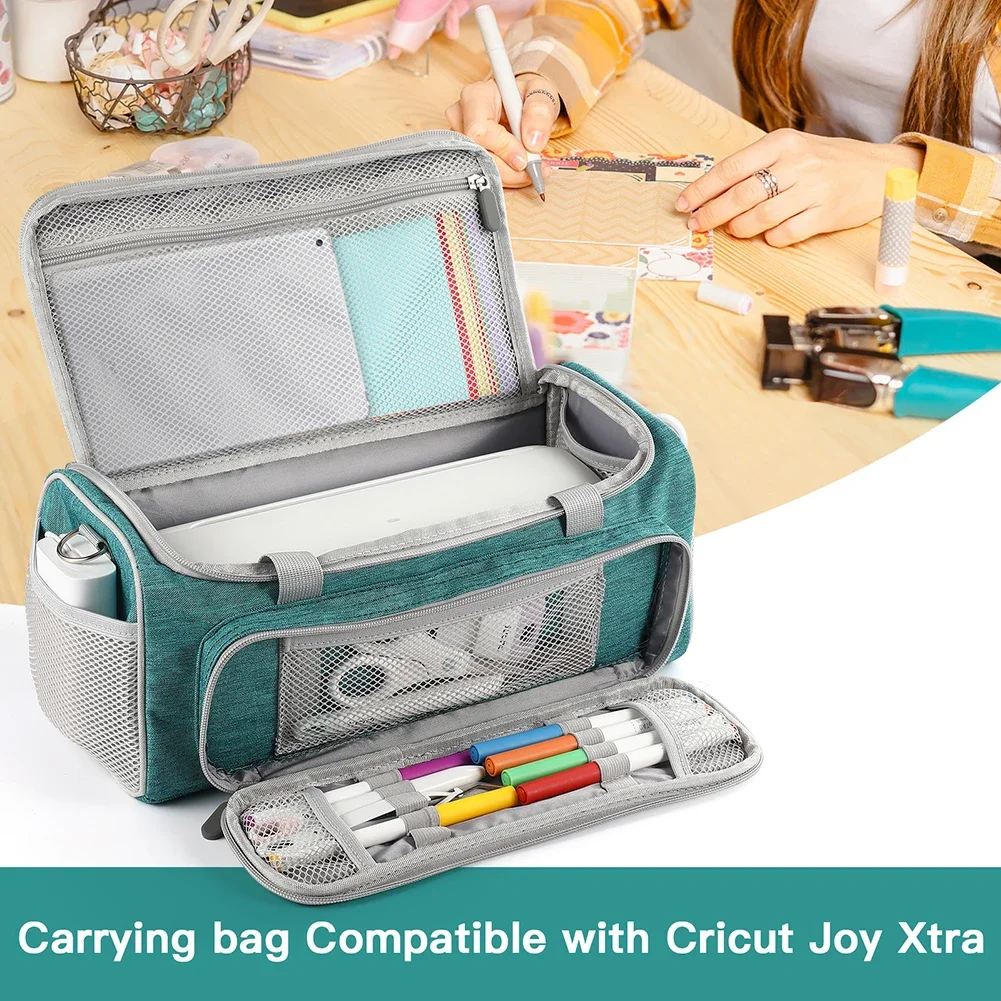 Borsa da trasporto per Cricut Joy Xtra Tote Bag borsa portaoggetti portatile custodia protettiva antiurto con manico con cinghie regolabili adesive