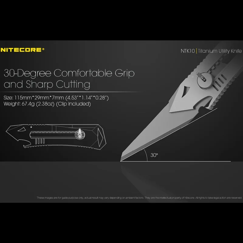 NITECORE NTK10 Titanium Utility Knife Outdoor Tactical Tools Lightweight Multi-Functional Knife for Self-defense Tactical Sports