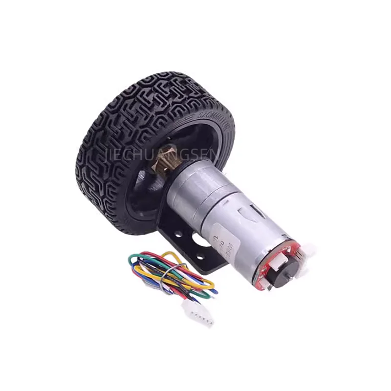JGA25-370 Smart Car Chassis Kit Encoder 12V24V Gear Motor Wheel Bracket Robot Model + Bracket + Coupling + Wheel