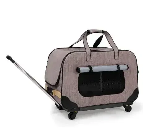 

For Folding Four-Wheeled Dog Trolleys Box Cat Suitcase Bag Breathable Closed Lever Panoramic Skylight Super Breathable