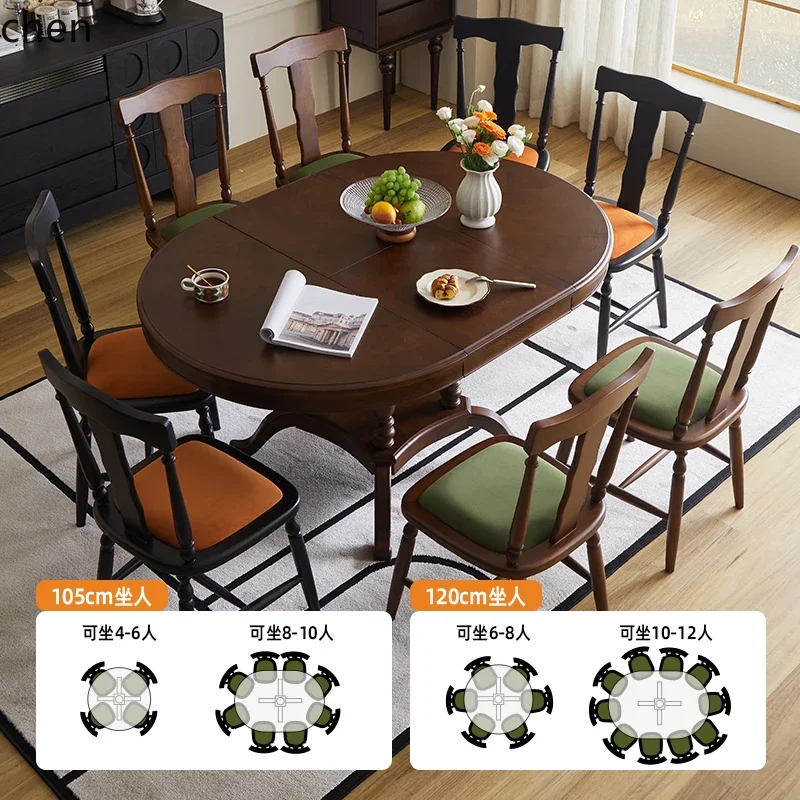 

b7- solid wood folding oval dining table retractable square and round dual-purpose dining table