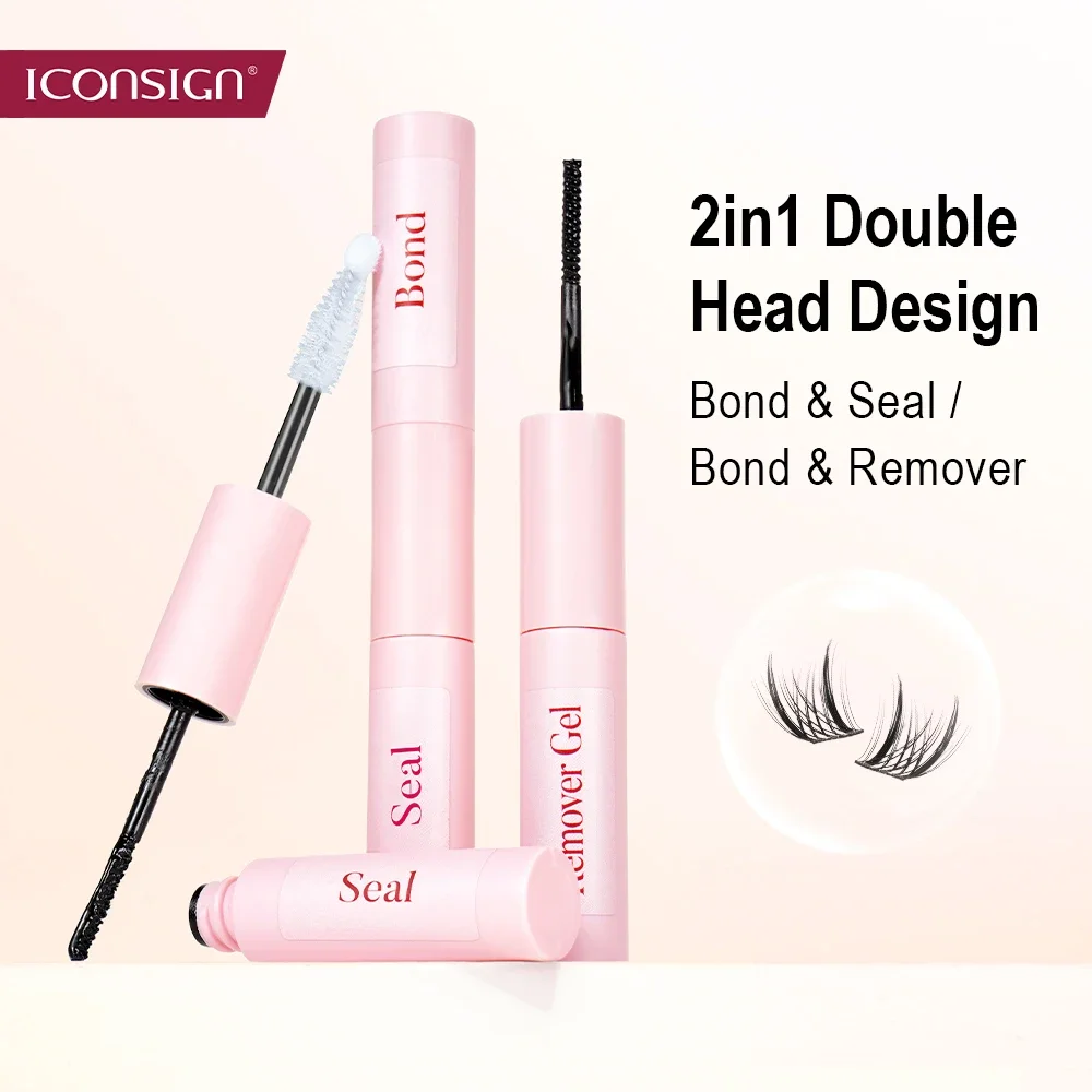 

ICONSIGN Eyelash Makeup Remover Bond&Seal Double Head Pink Bond&Remover Lash Extension Glue Eyelash Supplies Beauty Makeup Tools