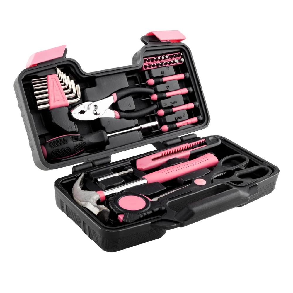 39Pcs Socket Wrench Auto Repair Tool Combination Package Mixed Tool Set Hand Tool Kit with Plastic Toolbox Storage Case