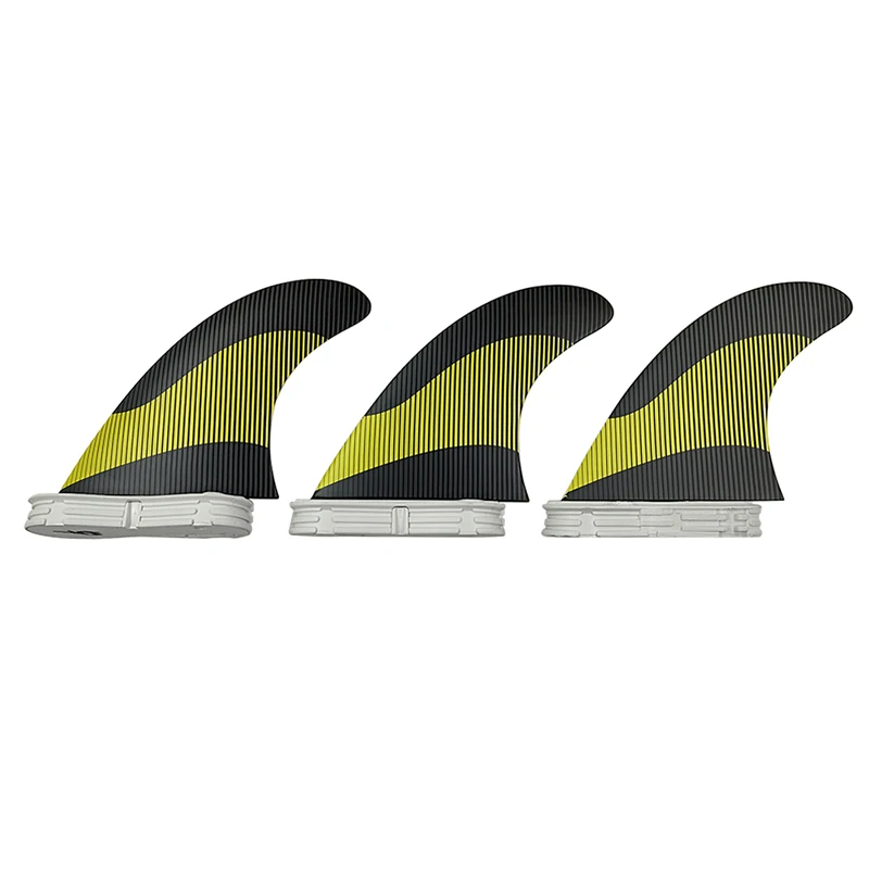 3pcs/set Black With Yellow Surfing Fins For UPSURF FCS 2 Fin Plugs M Double Tabs 2 Surfboard Fins Fibreglass Performance Core