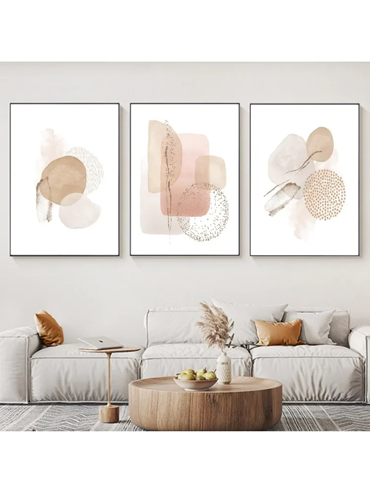 Toile géométrique abstraite moderne Beige rose, affiche Boho et images d'art murales imprimées pour chambre à coucher, salon, décoration de maison