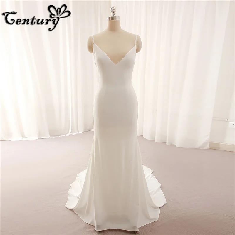 

Simple Wedding Dress for Women 2025 Bride Mermaid Spaghetti Straps Backless Rustic Bridal Gowns Vestido De Noiva Robe de Mariee