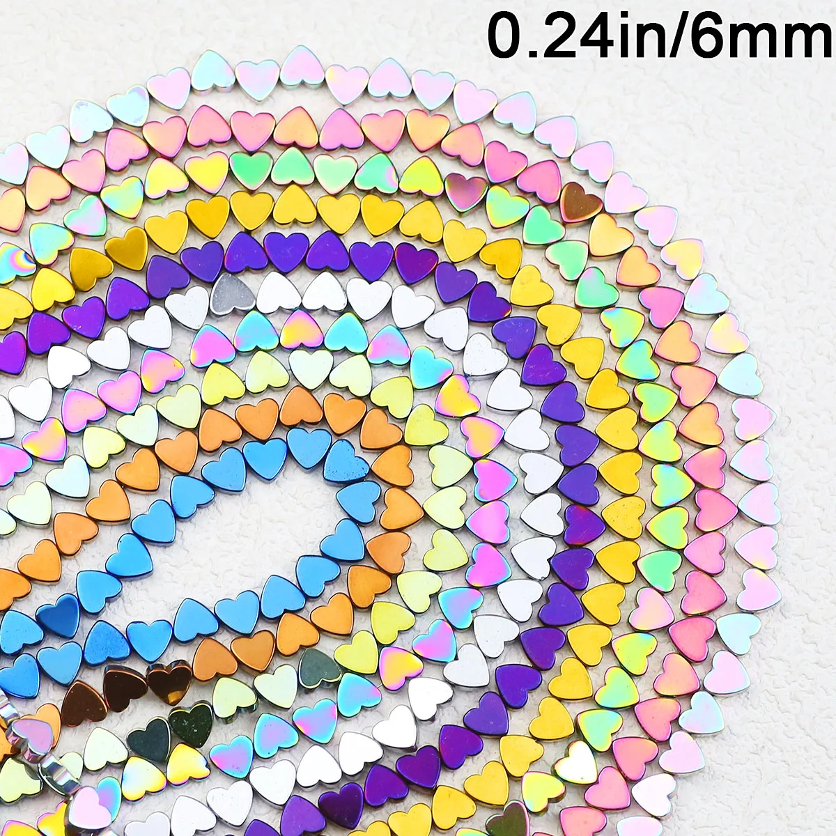 Perles colorées en hématite en forme de cœur de pêche, trou horizontal, amples, espacées, 6mm, 60 pièces, pour la fabrication de bijoux faits à la main, Bracelets et colliers à faire soi-même