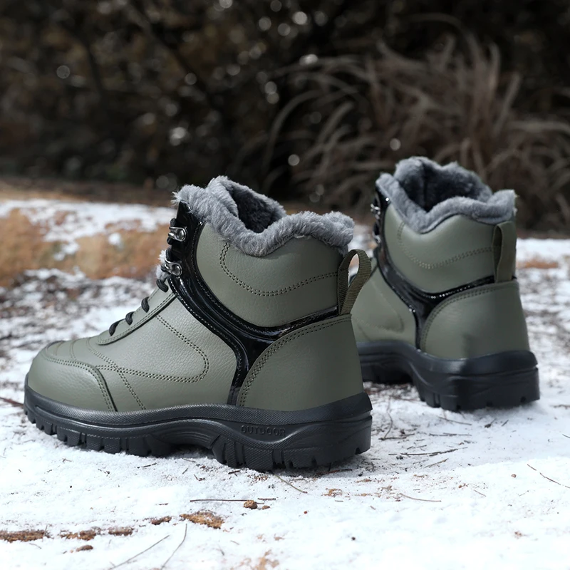 New Men Women Snow Boots Winter Shoes Sneakers CasualResistant Outdoor  Warm Wear Hiking Thickened Non Slip High Quality Leather