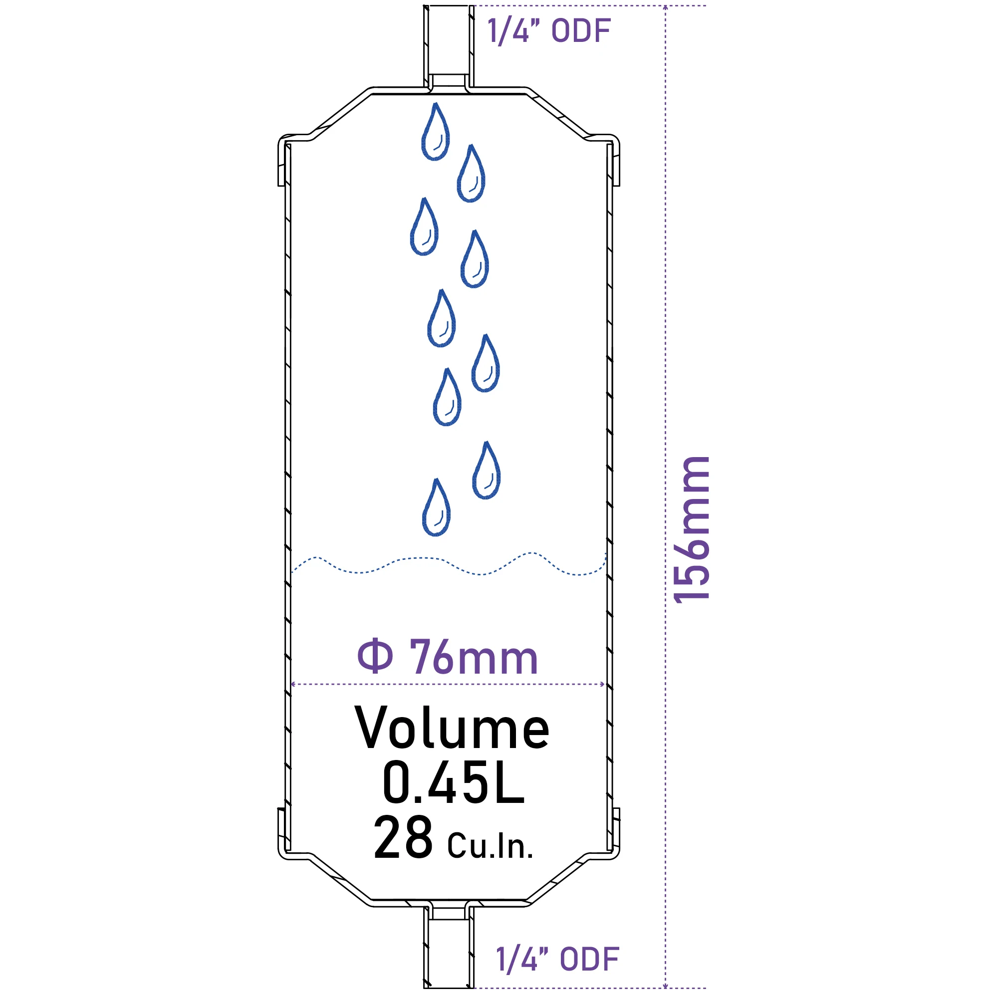 28/48 Cube inch Hermetic Liquid Refrigerant Receiver Is for ≤1.5HP Refrigerated Cabinets and Laboratory equipment or Heat Pumps