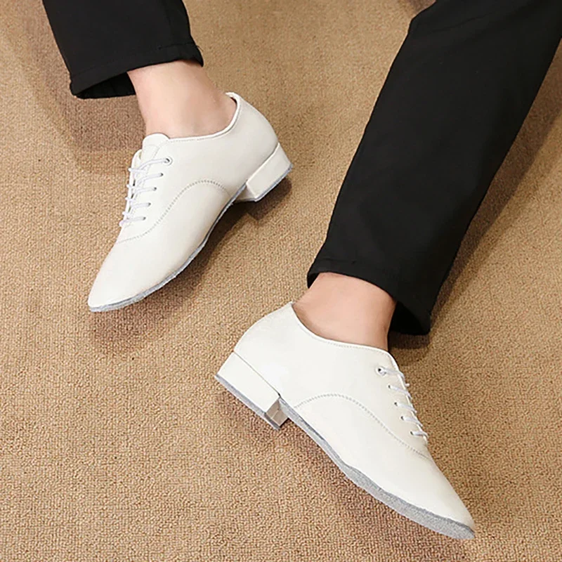 Men Dance Shoes Latin Ballroom Dance Shoes Low Heel Modern Indoor Men Tango Waltz Salsa Danicng Pu Leather Shoes Black White