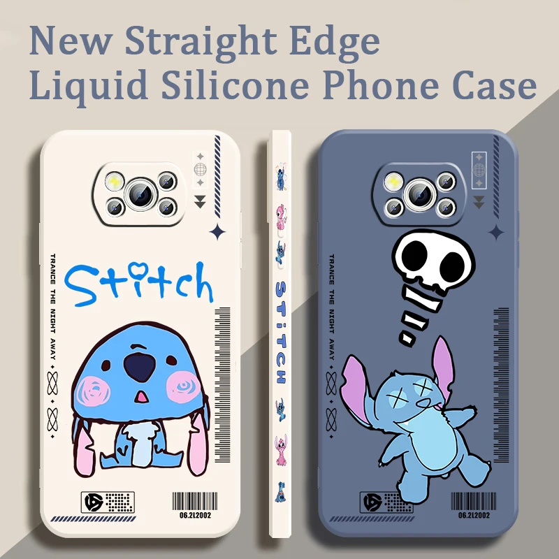 

Disney Luxury Lilo Stitch Cute Liquid Left Rope For Xiaomi Mi Poco X6 X5 X4 X3 M6 M5 M5S M4 M3 F5 F4 F3 Pro 5G Funda Phone Case