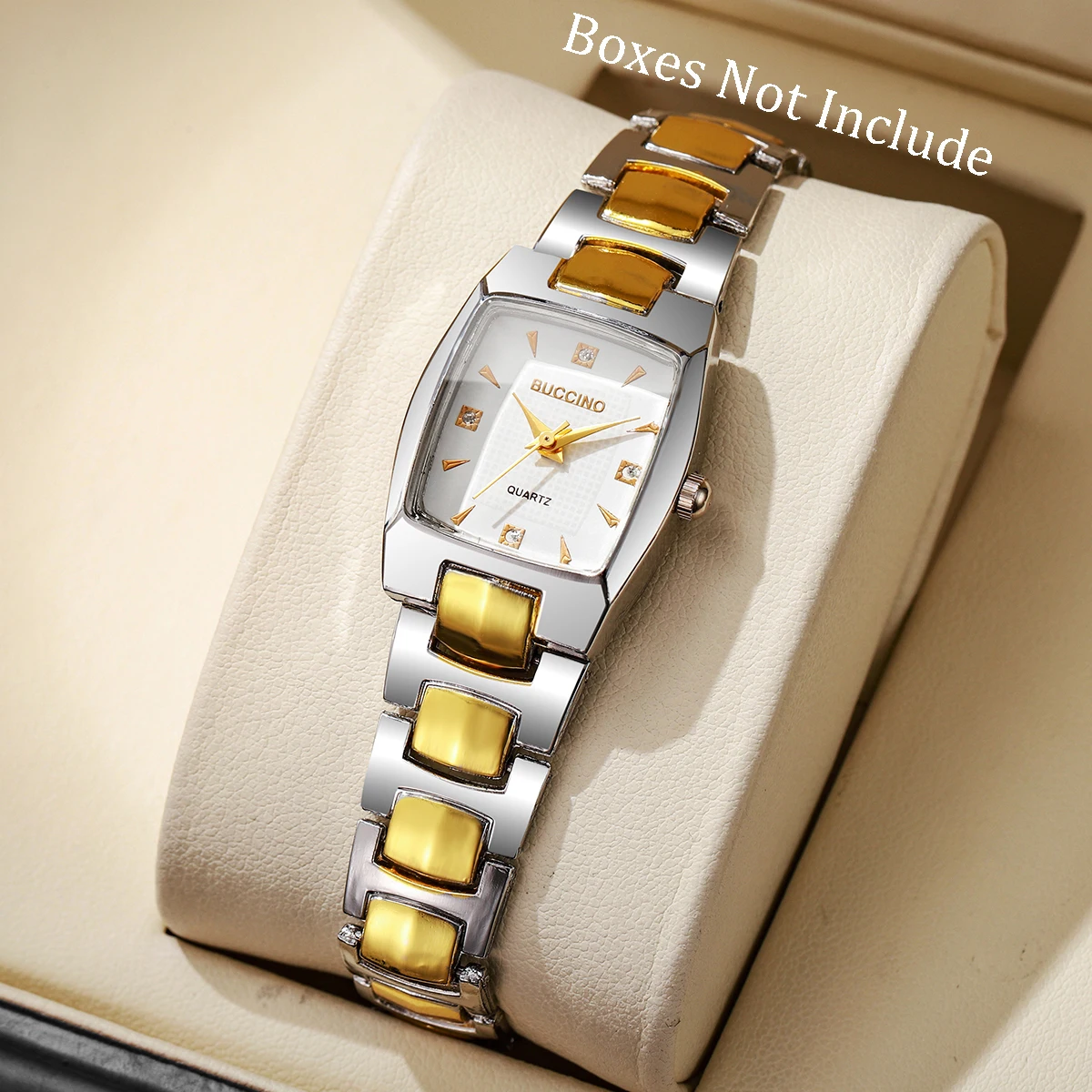 ساعات نسائية فاخرة من حجر الراين موضة مربعة الشكل ساعة كوارتز للسيدات ساعة بنات Reloj Mujer (بدون صندوق)