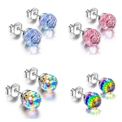 Exquisite Simple Colorful Crystal ball S925 Silver Needle Multi-Color Crystal Ball Earrings