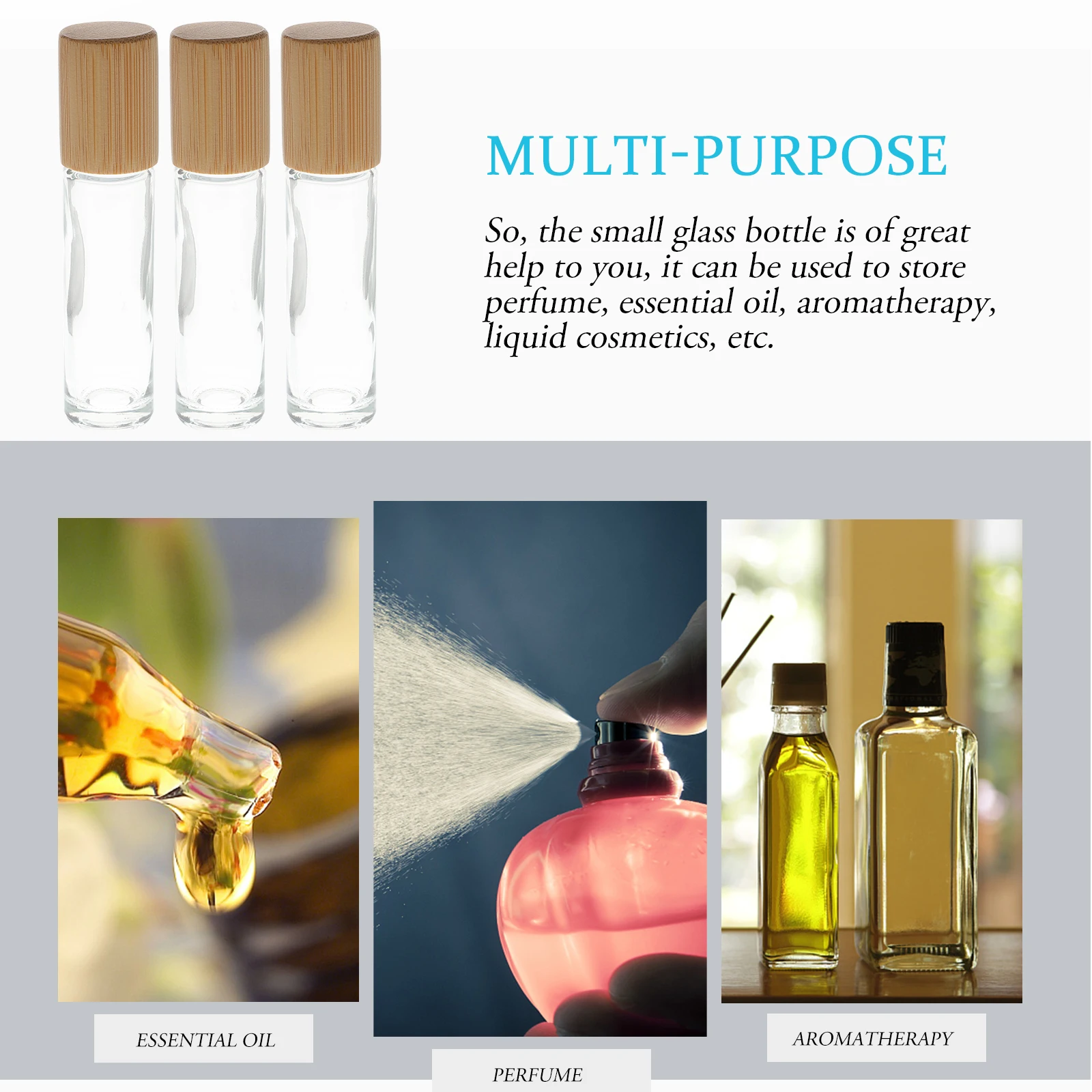 

10 Pcs Glass Roller Perfume Bottle Essential Oil Bottles Empty Refillable Oils Organic Dropper Roll-on Travel