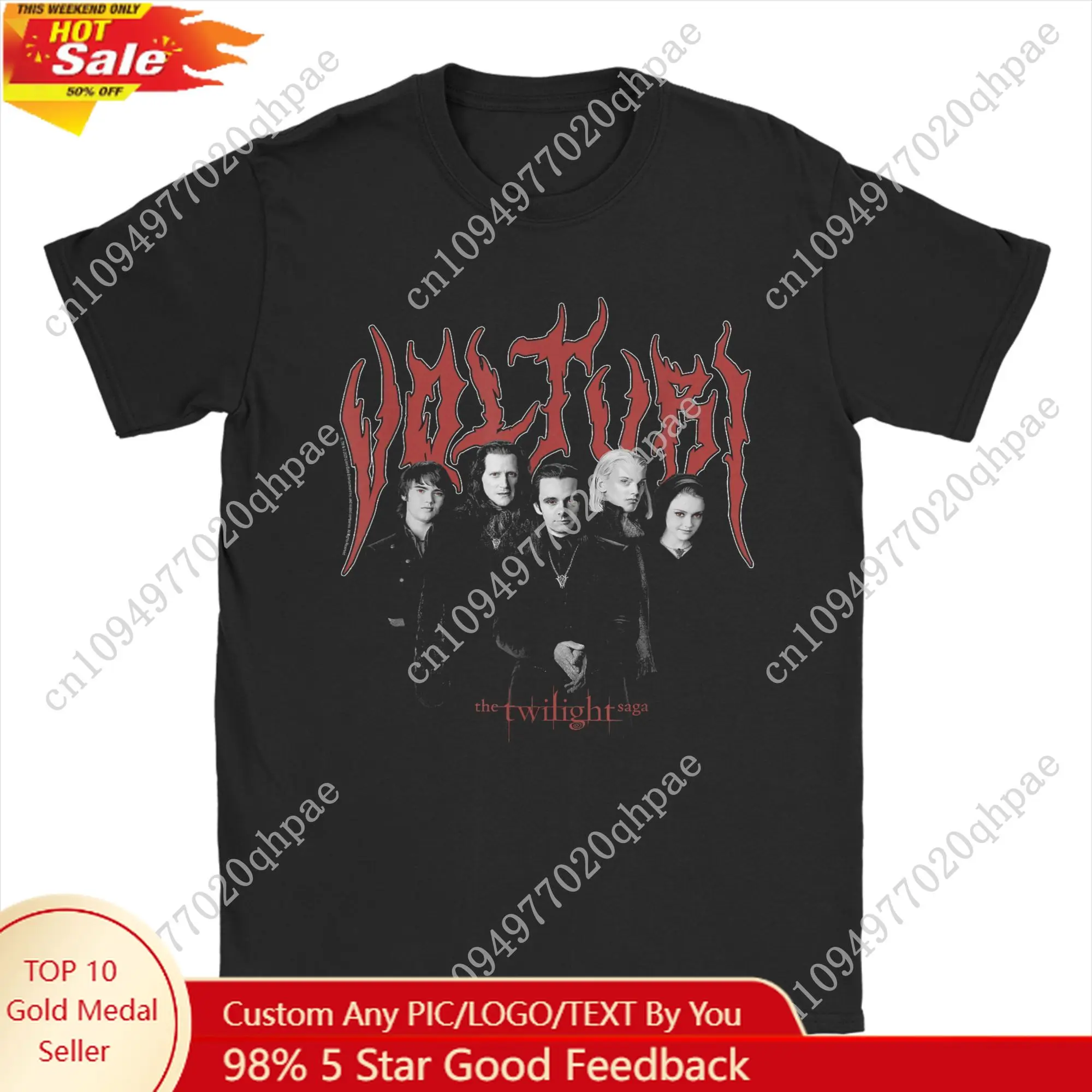 

Twilight Saga Heavy Metal Volturi Group T Shirt for Men Pure Cotton Male T-Shirt Round Collar Movie Tees Short Sleeve Clothes