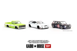 Kaido House + MINIGT 1/64 닛산 스카이라인 GT-R (R33) Greddy GR33 V1 Datsun KAIDO 510 왜건 하나미 V3 다이캐스트 합금 모델 장난감 자동차