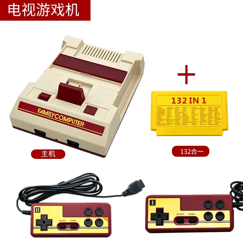 TY-35 Mini AV TV 8Bit ريترو لعبة فيديو وحدة التحكم بنيت 132 في 1 بطاقة الألعاب مع لوحة ألعاب مزدوجة لمشغل ألعاب محمول FC/NES