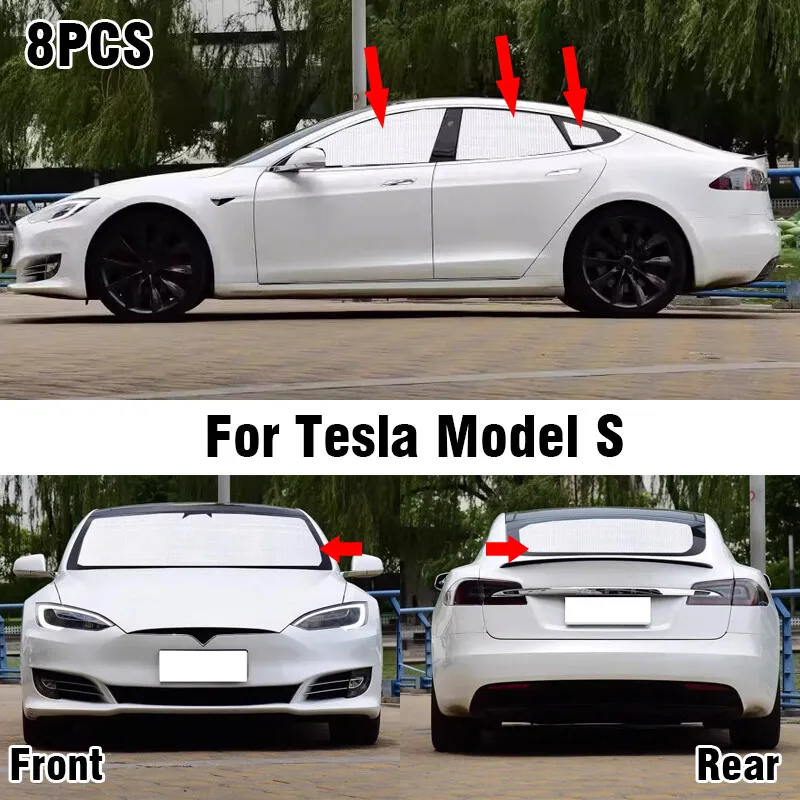 

8X солнцезащитный козырек для переднего и заднего стекла для Tesla Model S