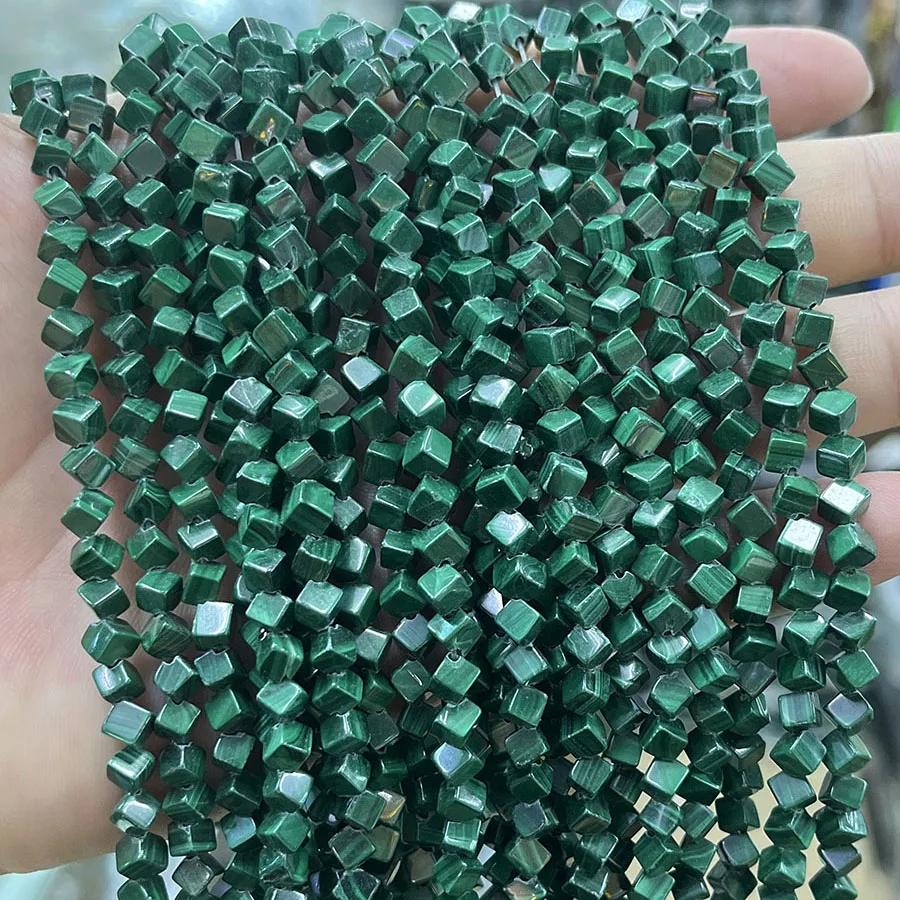 

Натуральный малахитовый ромб, бусины, квадратные граненые секции, ручная работа для изготовления ювелирных изделий, ожерелье, браслет, 15 дюймов, 6 мм
