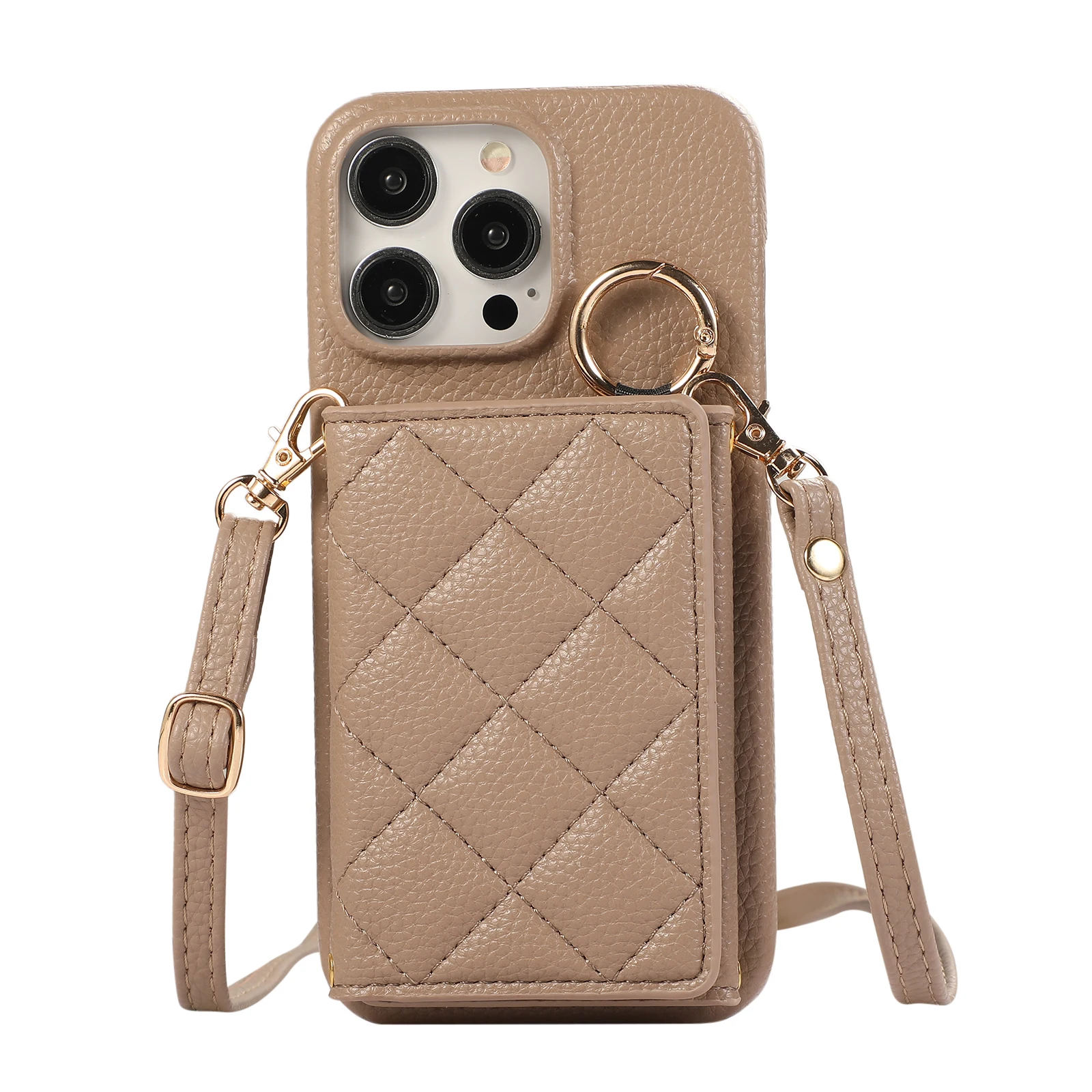 

Crossbody Triple fold Cards Solt Ring Holder Wallet Leather Case For iPhone 16 Pro Max 15 Plus 14 13 12 11 7 8 SE 2022 Bag Cover