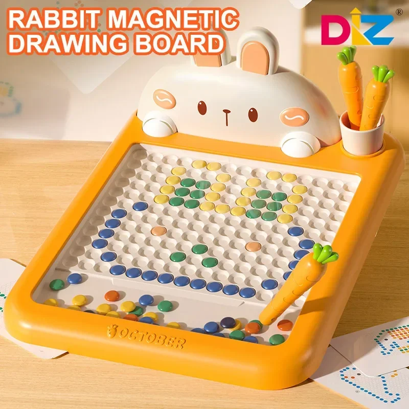 

Rabbit Magnetic Drawing Board Carrot Magnet Pen Kids Reusable Drawing Toys Baby Beads Painting Doodle Sketch Pad Children Gift